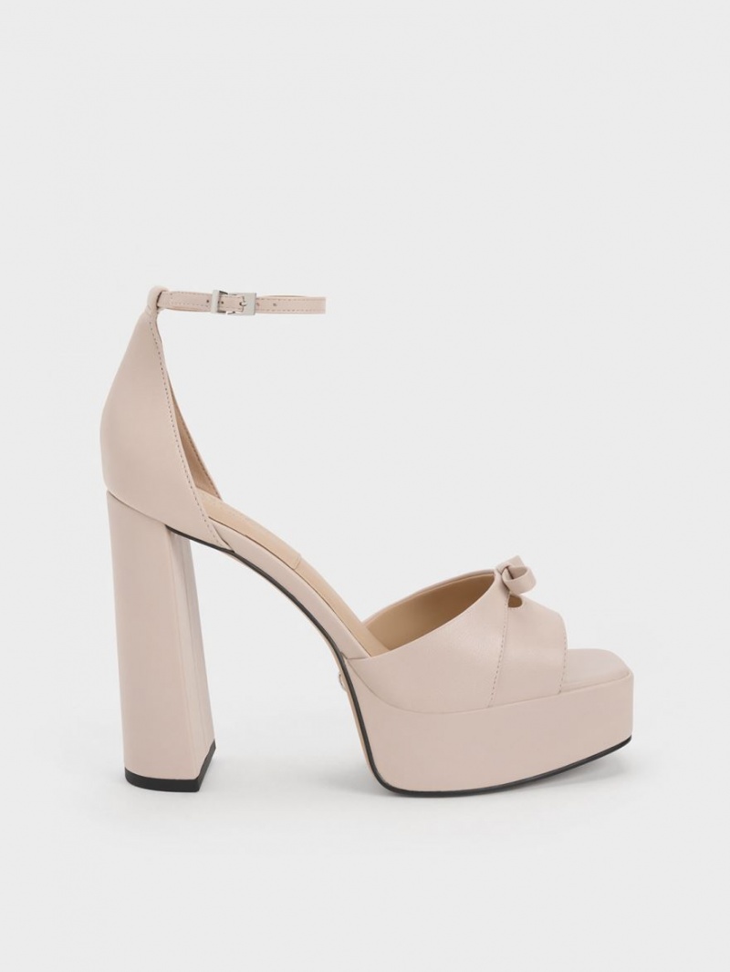 Πεδιλα Πλατφορμεσ Charles And Keith Verona δερματινα Μπεζ | 05278-DQIG