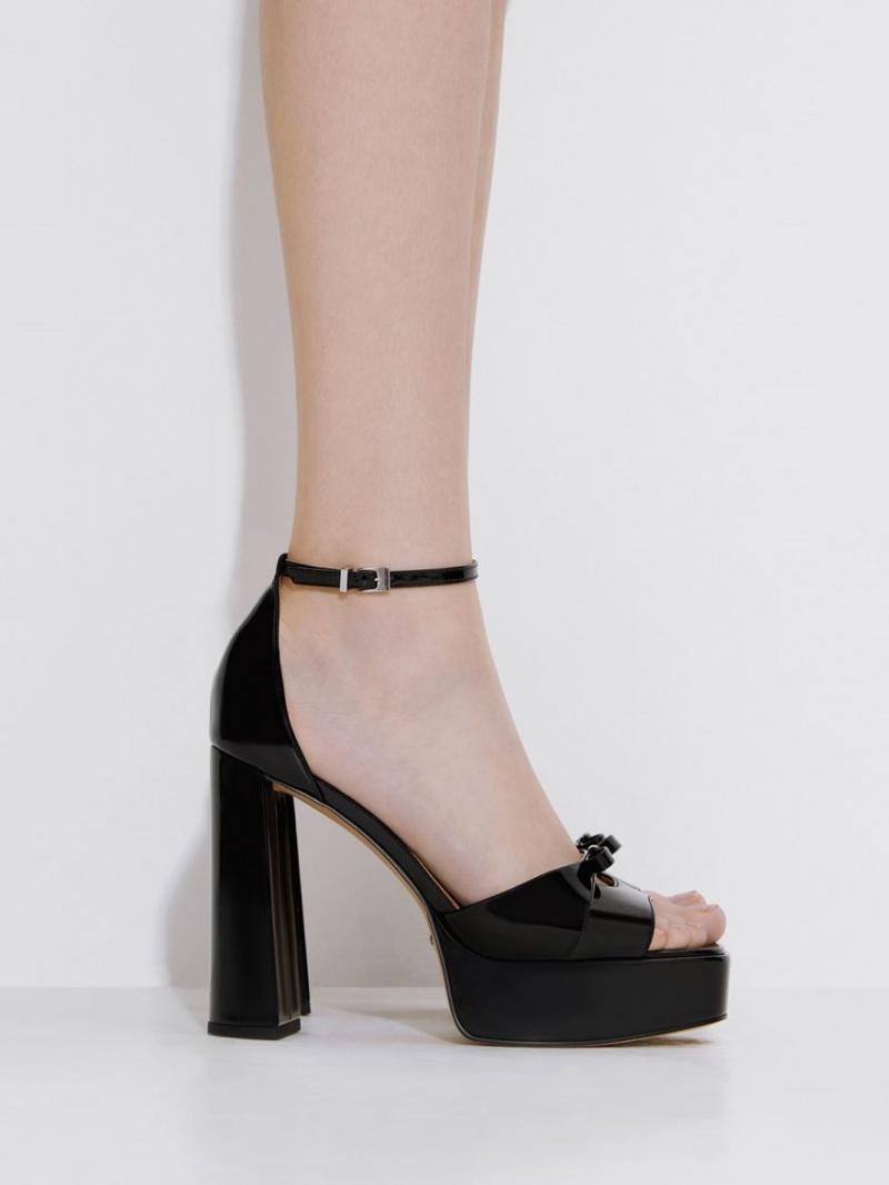 Πεδιλα Πλατφορμεσ Charles And Keith Verona λουστρινι δερματινα μαυρα | 34690-WRTE