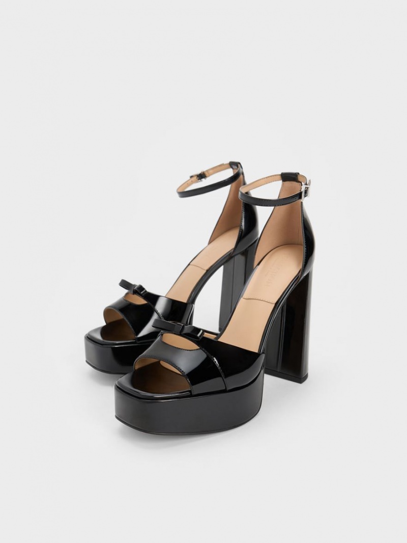 Πεδιλα Πλατφορμεσ Charles And Keith Verona λουστρινι δερματινα μαυρα | 34690-WRTE