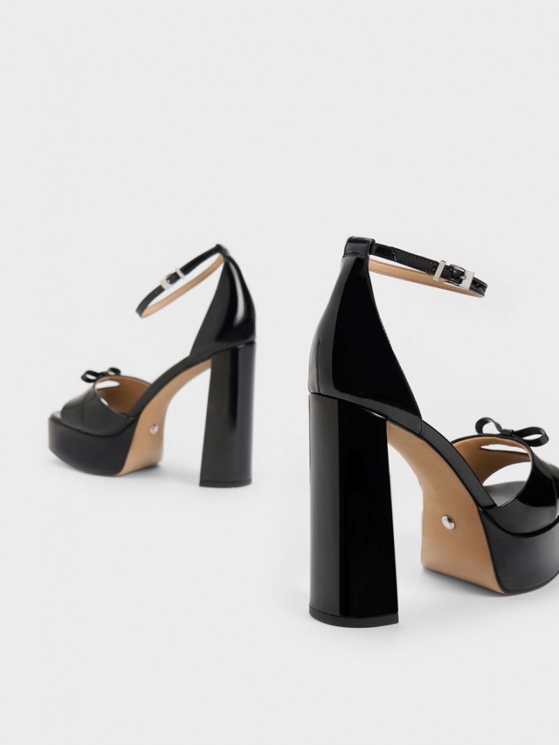 Πεδιλα Πλατφορμεσ Charles And Keith Verona λουστρινι δερματινα μαυρα | 34690-WRTE