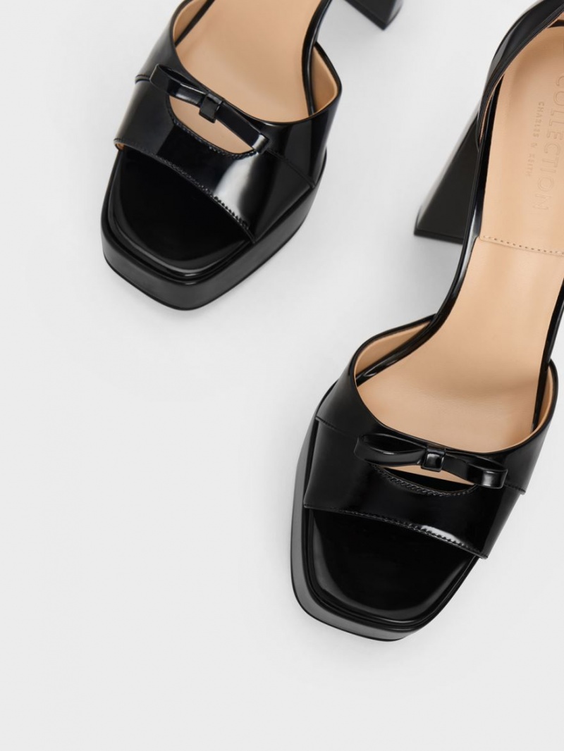 Πεδιλα Πλατφορμεσ Charles And Keith Verona λουστρινι δερματινα μαυρα | 34690-WRTE