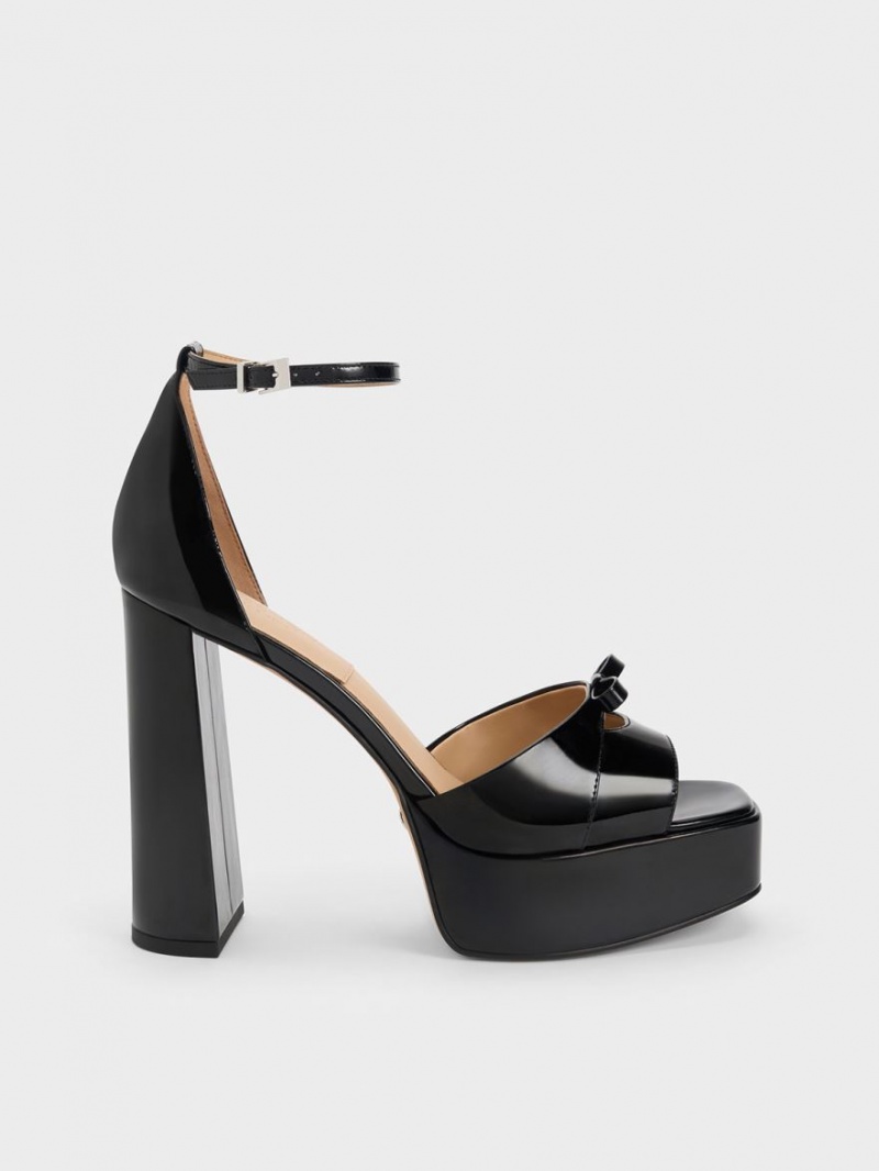 Πεδιλα Πλατφορμεσ Charles And Keith Verona λουστρινι δερματινα μαυρα | 34690-WRTE