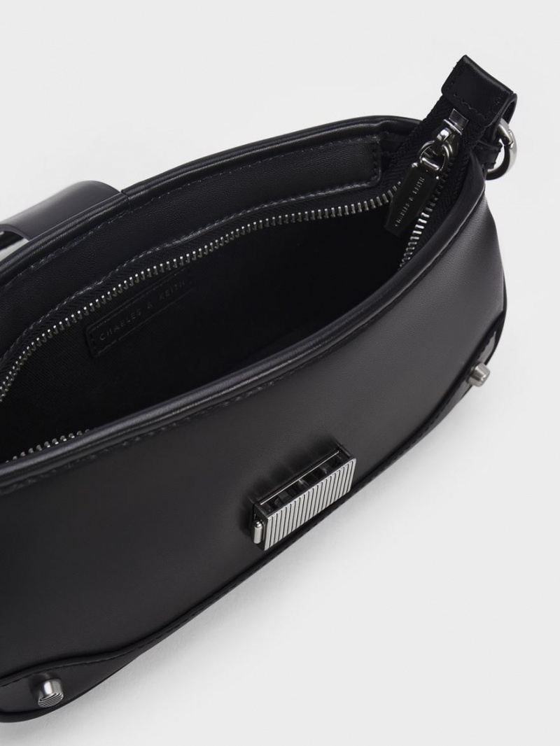 τσάντεσ ώμου Charles And Keith Winslet Belted μαυρα | 90348-HJTW