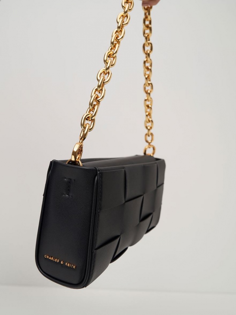 τσαντα χειροσ Charles And Keith Woven Chain μαυρα | 46130-IXNR