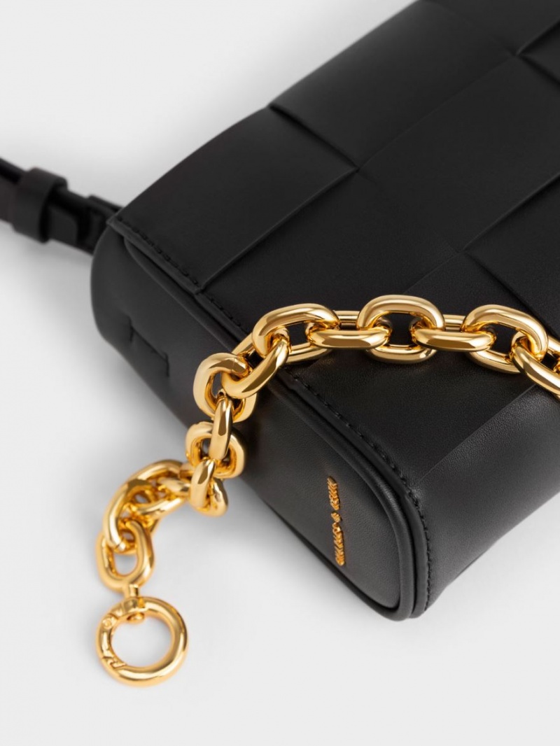τσαντα χειροσ Charles And Keith Woven Chain μαυρα | 46130-IXNR
