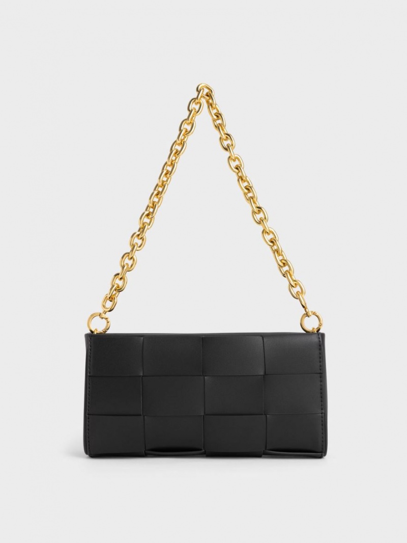 τσαντα χειροσ Charles And Keith Woven Chain μαυρα | 46130-IXNR