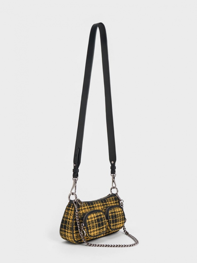 τσάντεσ ώμου Charles And Keith Woven Check-Print Πολύχρωμο | 37908-SHVC