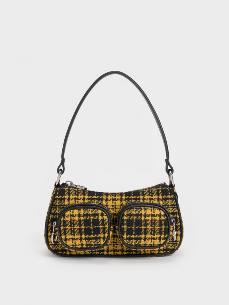 τσάντεσ ώμου Charles And Keith Woven Check-Print Πολύχρωμο | 37908-SHVC