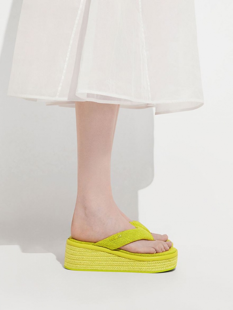 παπουτσια πλατφορμα Charles And Keith Woven εσπαντριγιεσ Στρινγκ ανοιχτο πρασινο | 24975-JUVR