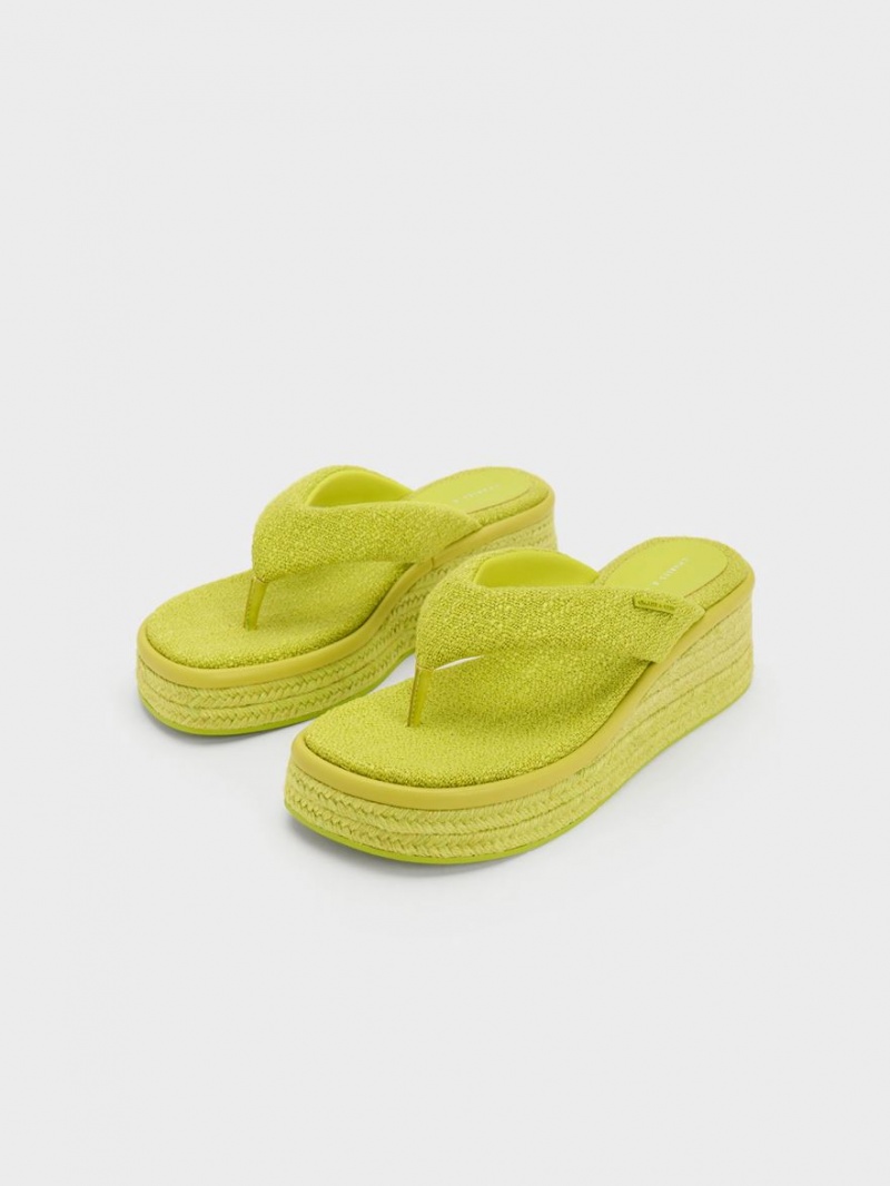 παπουτσια πλατφορμα Charles And Keith Woven εσπαντριγιεσ Στρινγκ ανοιχτο πρασινο | 24975-JUVR