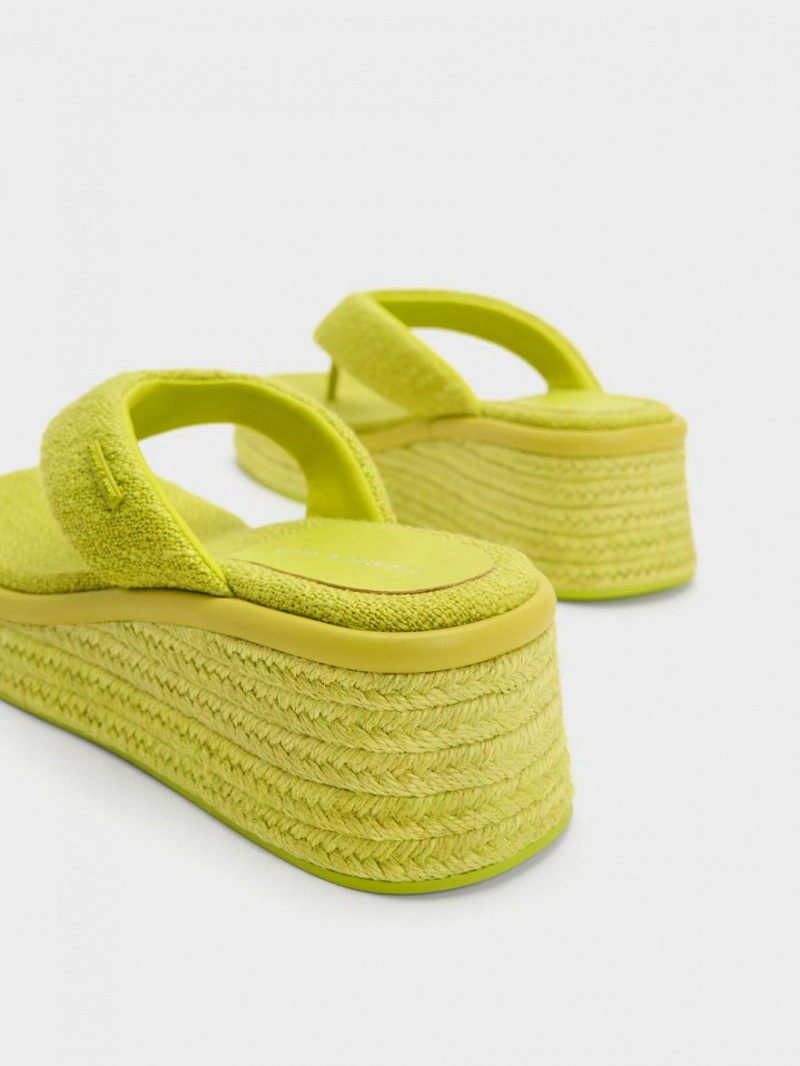 παπουτσια πλατφορμα Charles And Keith Woven εσπαντριγιεσ Στρινγκ ανοιχτο πρασινο | 24975-JUVR