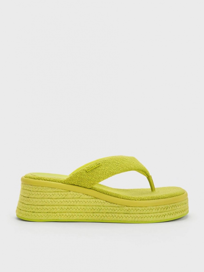 παπουτσια πλατφορμα Charles And Keith Woven εσπαντριγιεσ Στρινγκ ανοιχτο πρασινο | 24975-JUVR