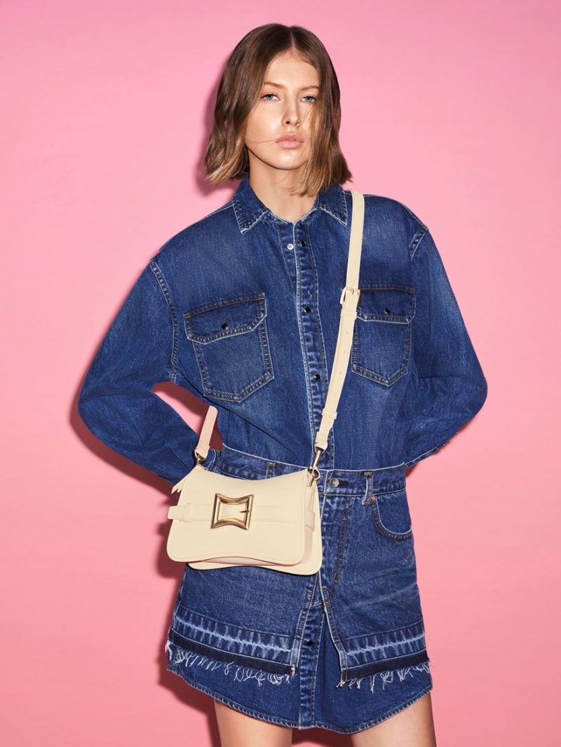 τσάντεσ ώμου Charles And Keith Xanthe Χοντρός Chain Μπεζ | 20415-GSCD