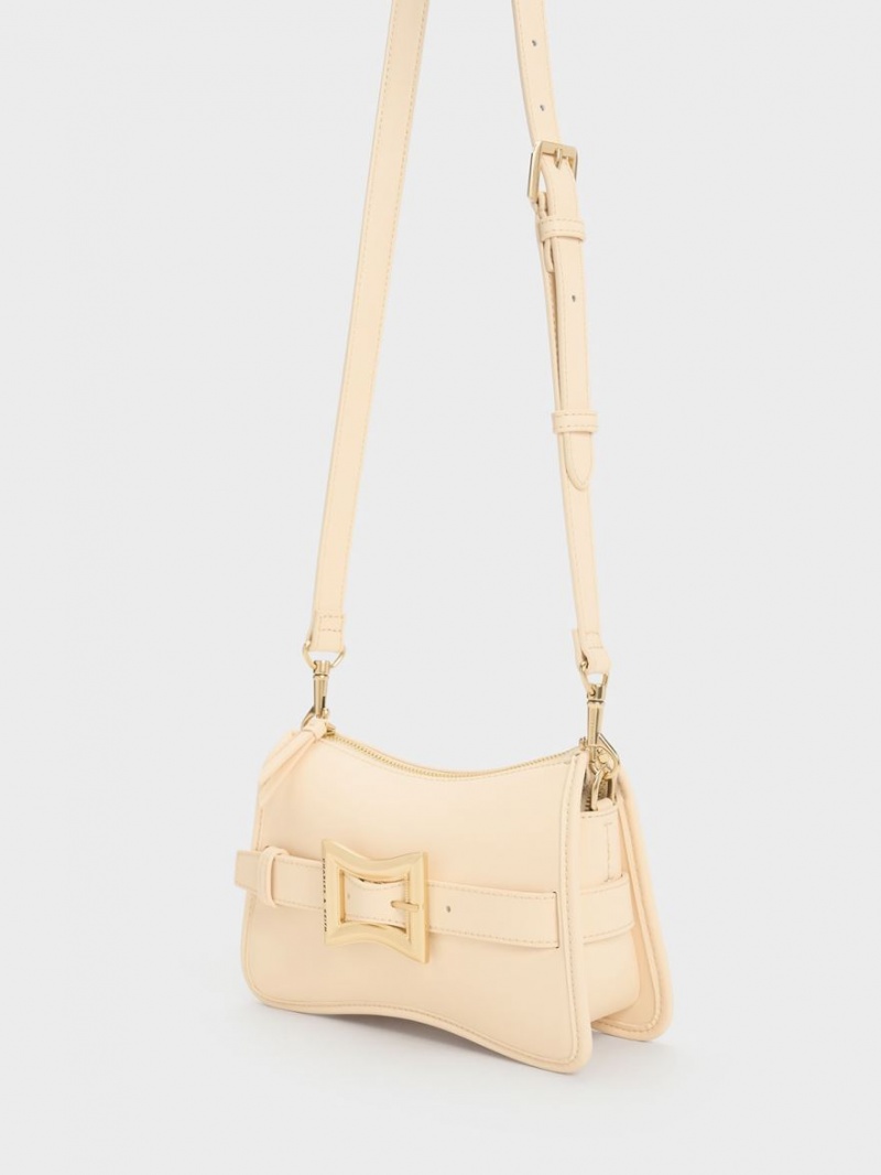 τσάντεσ ώμου Charles And Keith Xanthe Χοντρός Chain Μπεζ | 20415-GSCD
