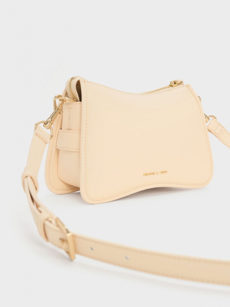 τσάντεσ ώμου Charles And Keith Xanthe Χοντρός Chain Μπεζ | 20415-GSCD