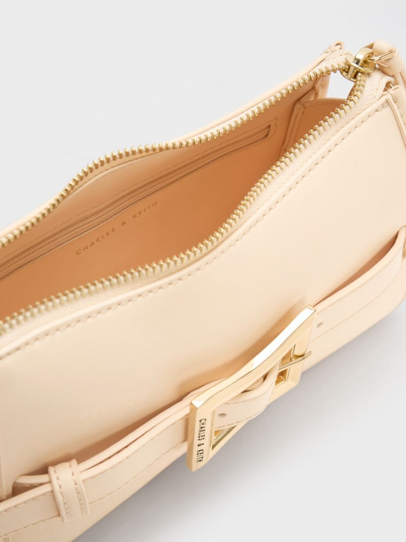 τσάντεσ ώμου Charles And Keith Xanthe Χοντρός Chain Μπεζ | 20415-GSCD