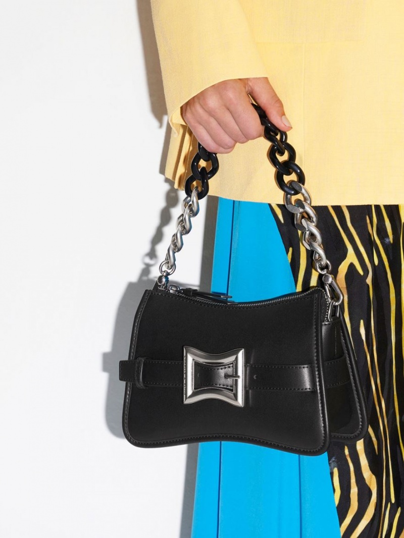 τσάντεσ ώμου Charles And Keith Xanthe Χοντρός Chain μαυρα | 52039-OUFJ