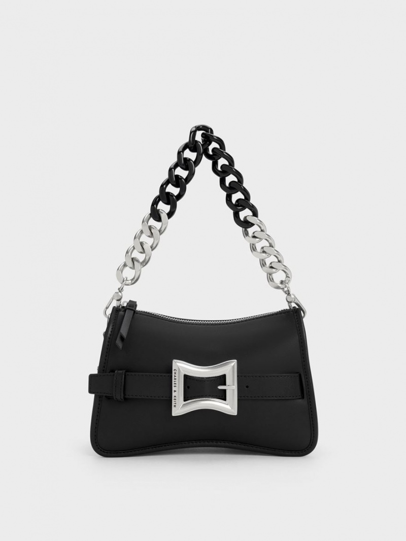τσάντεσ ώμου Charles And Keith Xanthe Χοντρός Chain μαυρα | 52039-OUFJ