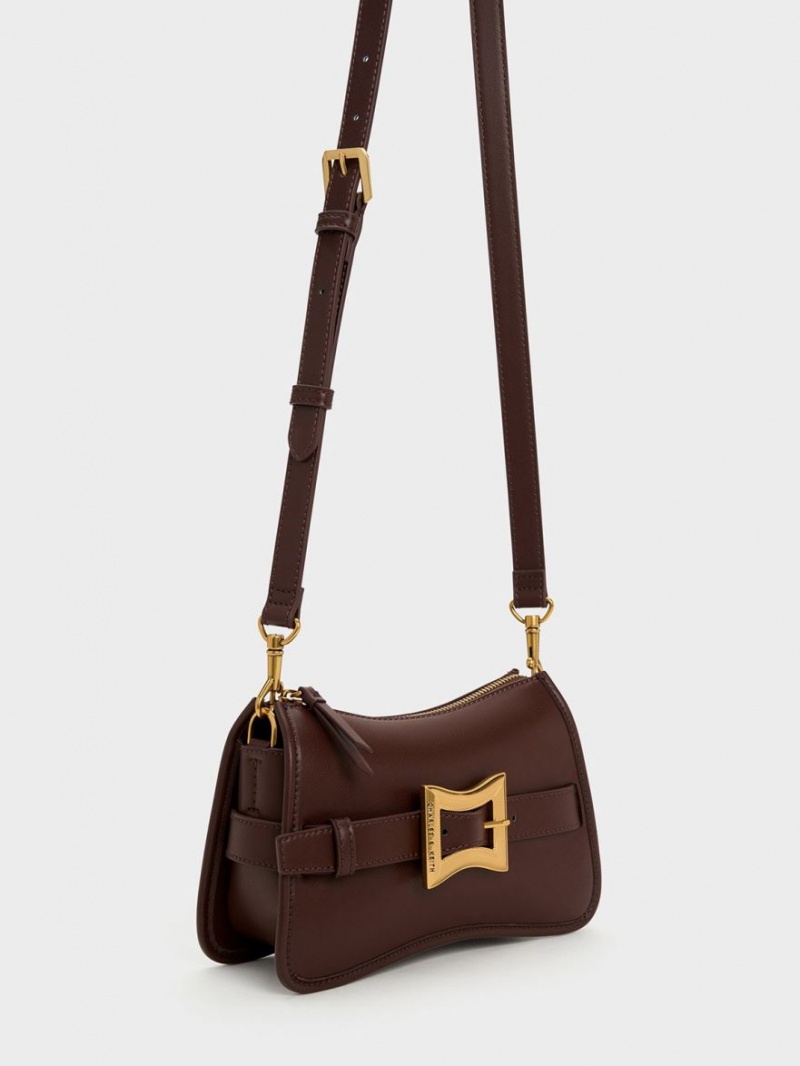 τσάντεσ ώμου Charles And Keith Xanthe Χοντρός Chain σκούρο καφε | 39251-POKI
