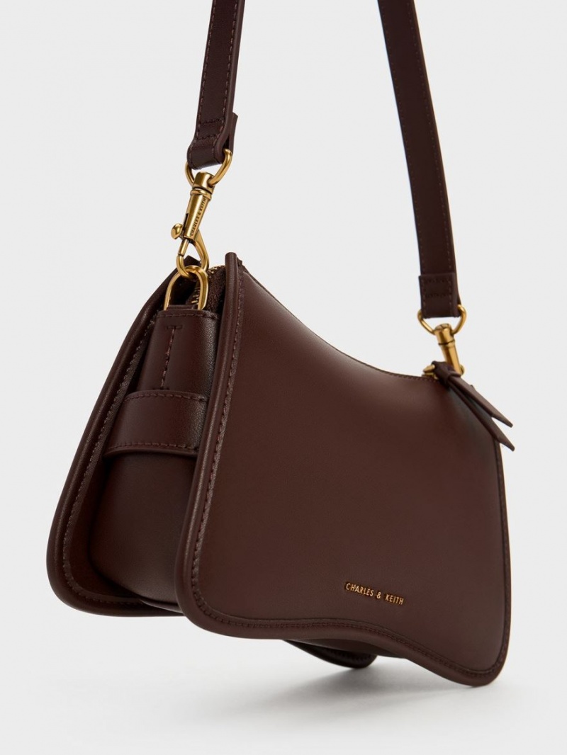 τσάντεσ ώμου Charles And Keith Xanthe Χοντρός Chain σκούρο καφε | 39251-POKI