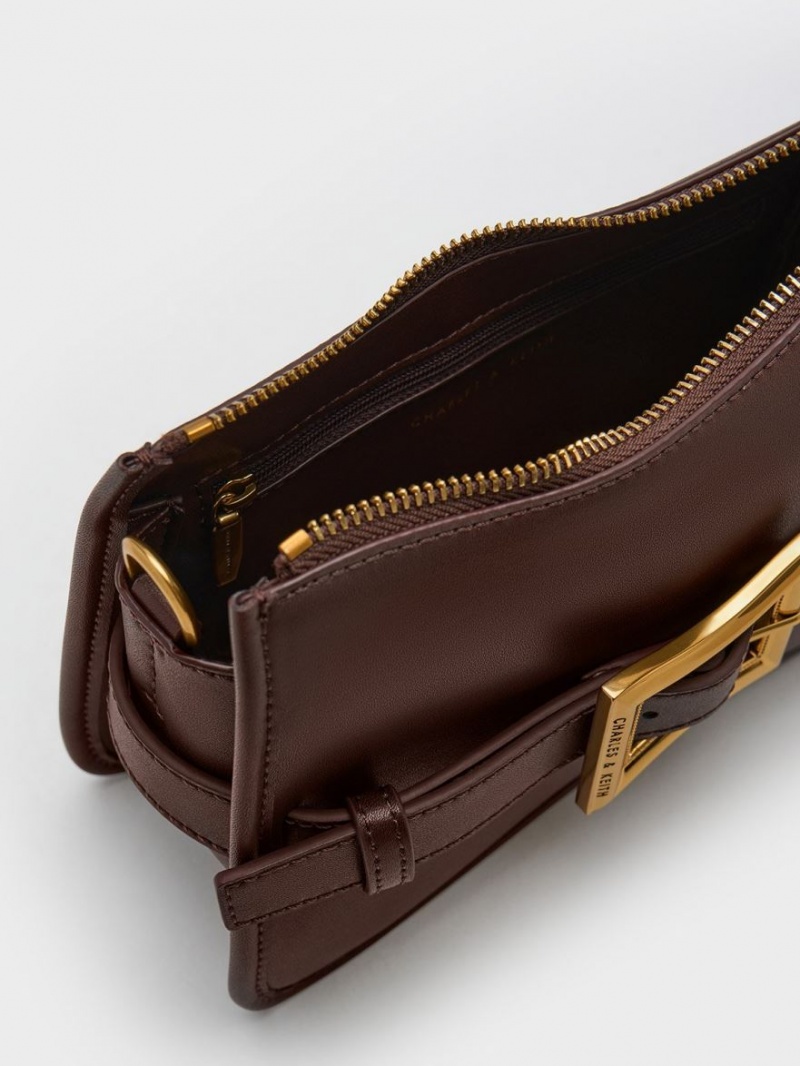 τσάντεσ ώμου Charles And Keith Xanthe Χοντρός Chain σκούρο καφε | 39251-POKI