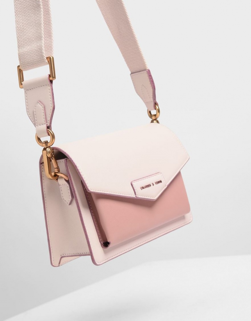 τσάντεσ χιαστί Charles And Keith Zaina Envelope ανοιχτο ροζ | 79052-YUVW