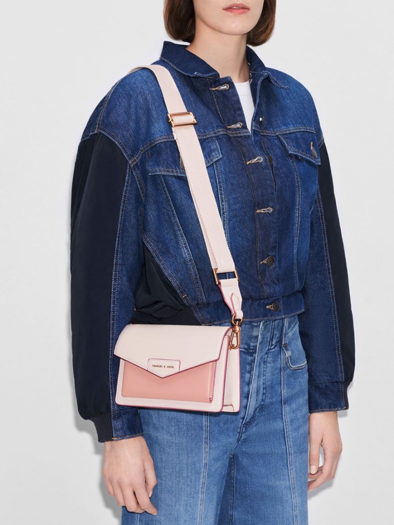 τσάντεσ χιαστί Charles And Keith Zaina Envelope ανοιχτο ροζ | 79052-YUVW