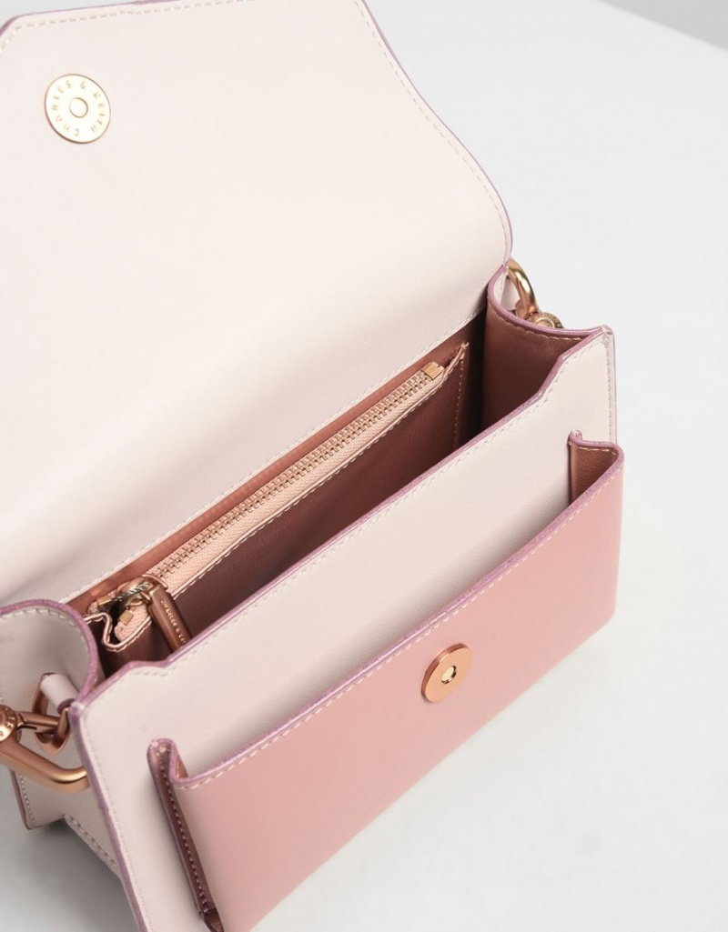 τσάντεσ χιαστί Charles And Keith Zaina Envelope ανοιχτο ροζ | 79052-YUVW