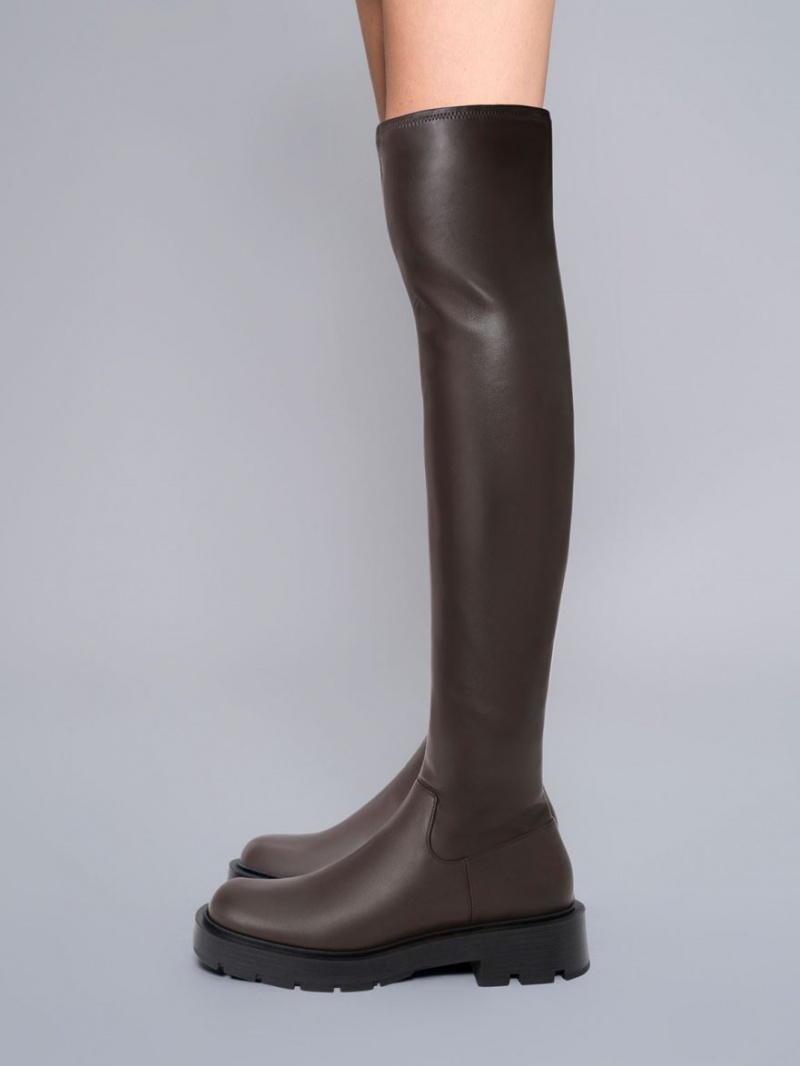 ψηλεσ μποτεσ Charles And Keith Zip-Up Thigh σκούρο καφε | 89051-WFBM