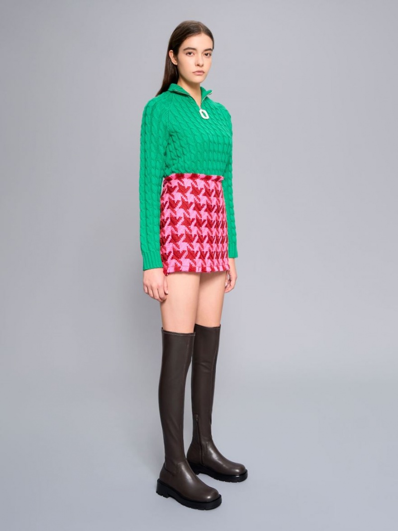 ψηλεσ μποτεσ Charles And Keith Zip-Up Thigh σκούρο καφε | 89051-WFBM