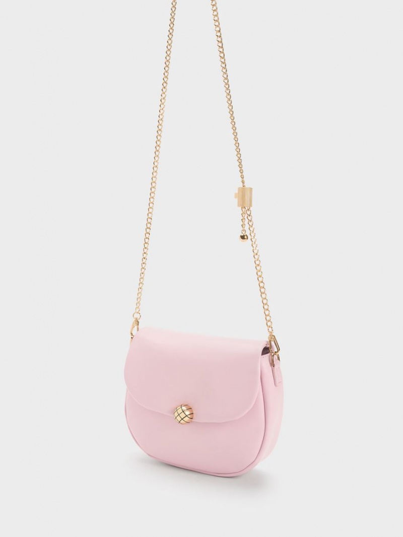 τσάντεσ χιαστί Charles And Keith Καπιτονέ Ball Curved ροζ | 68397-NHCO