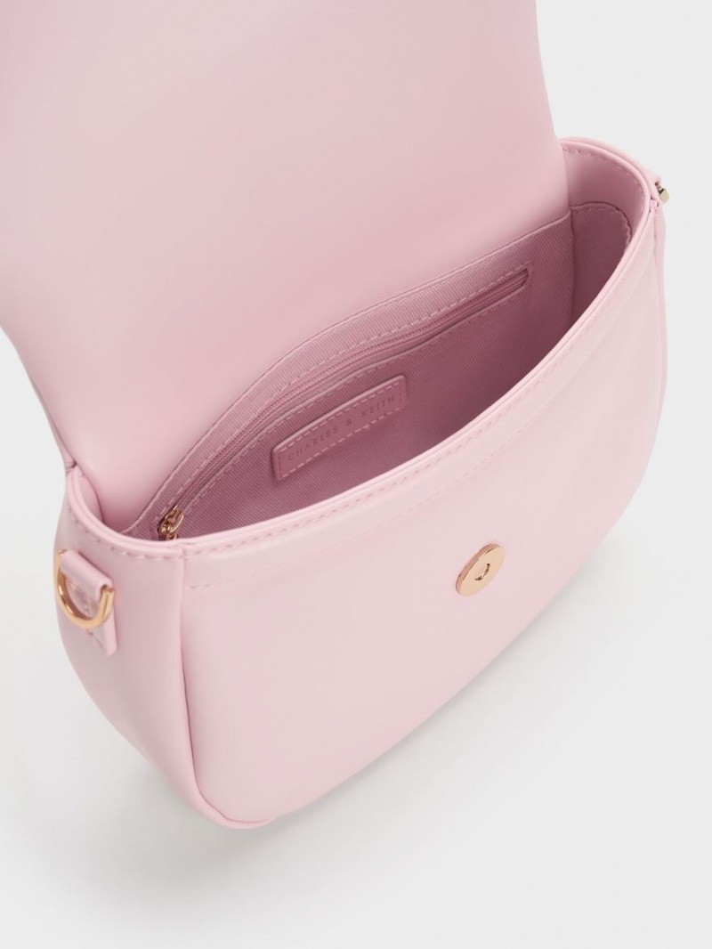τσάντεσ χιαστί Charles And Keith Καπιτονέ Ball Curved ροζ | 68397-NHCO