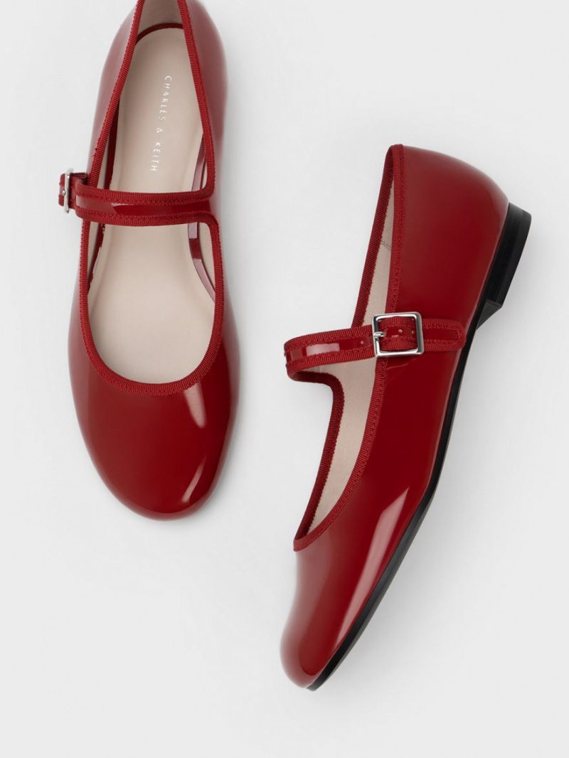 Παπουτσια Μπαλαρινεσ Charles And Keith λουστρινι Buckled Mary Jane κοκκινα | 81309-QJZN