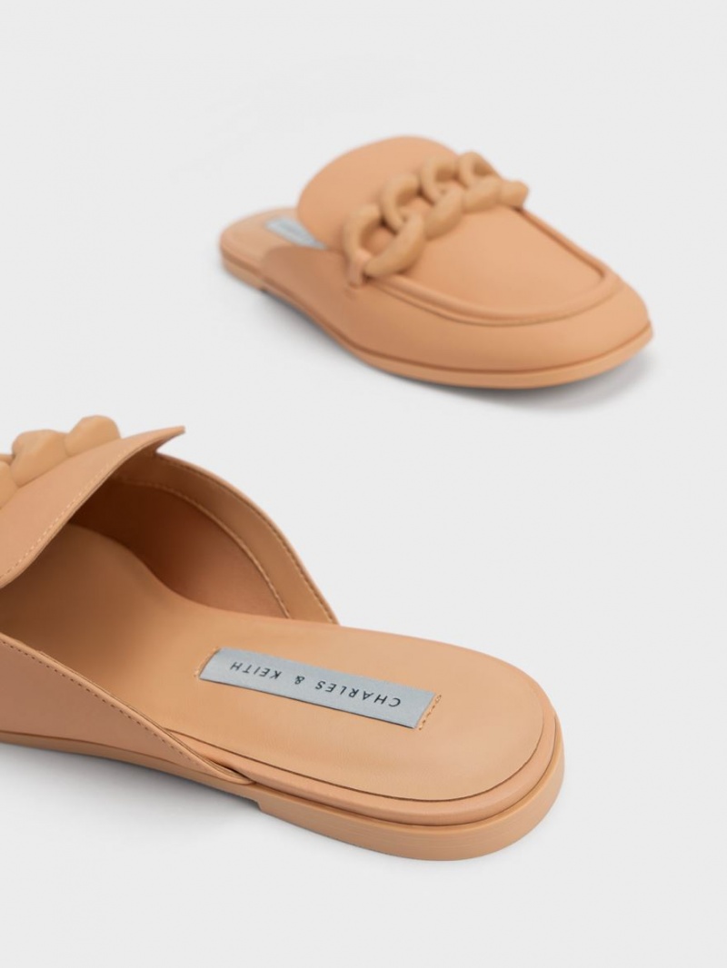 Παπουτσια Μπαλαρινεσ Charles And Keith Χοντρός Chain Loafer καφε | 39845-JPIA