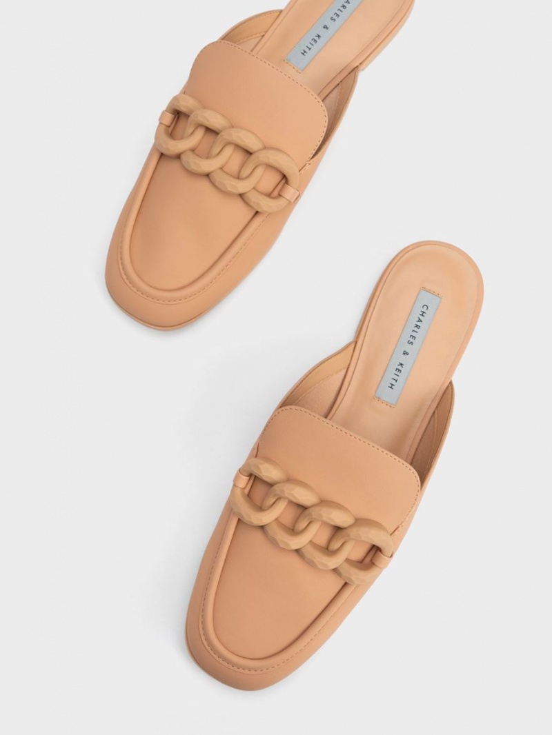 Παπουτσια Μπαλαρινεσ Charles And Keith Χοντρός Chain Loafer καφε | 39845-JPIA