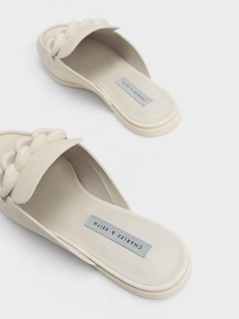 Παπουτσια Μπαλαρινεσ Charles And Keith Χοντρός Chain Loafer ασπρα | 61840-MUYO