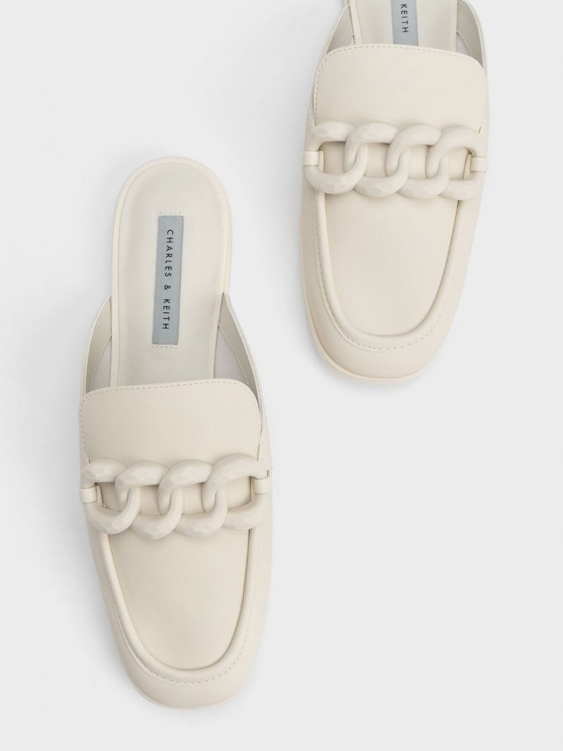 Παπουτσια Μπαλαρινεσ Charles And Keith Χοντρός Chain Loafer ασπρα | 61840-MUYO
