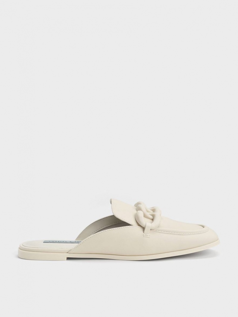 Παπουτσια Μπαλαρινεσ Charles And Keith Χοντρός Chain Loafer ασπρα | 61840-MUYO