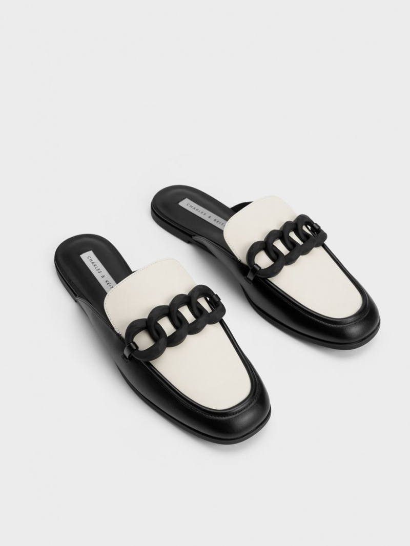 Παπουτσια Μπαλαρινεσ Charles And Keith Χοντρός Chain Two-Tone Loafer μαυρα | 27546-MZQP
