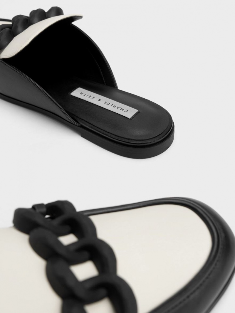 Παπουτσια Μπαλαρινεσ Charles And Keith Χοντρός Chain Two-Tone Loafer μαυρα | 27546-MZQP