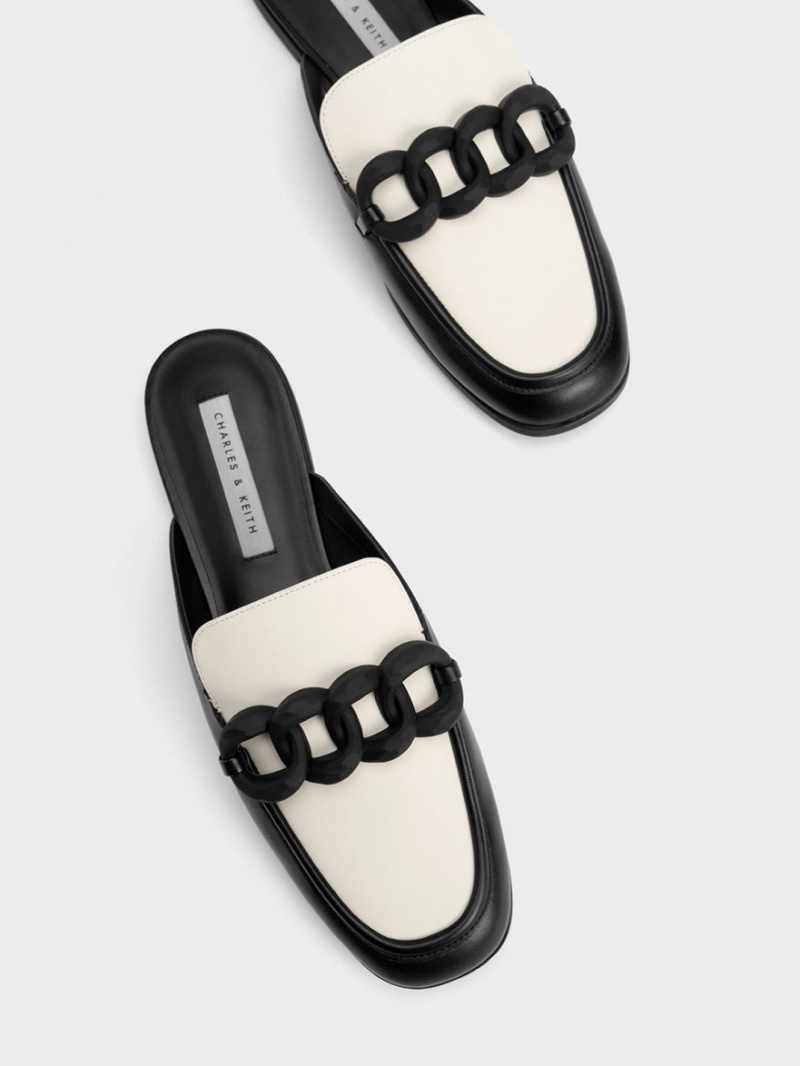 Παπουτσια Μπαλαρινεσ Charles And Keith Χοντρός Chain Two-Tone Loafer μαυρα | 27546-MZQP