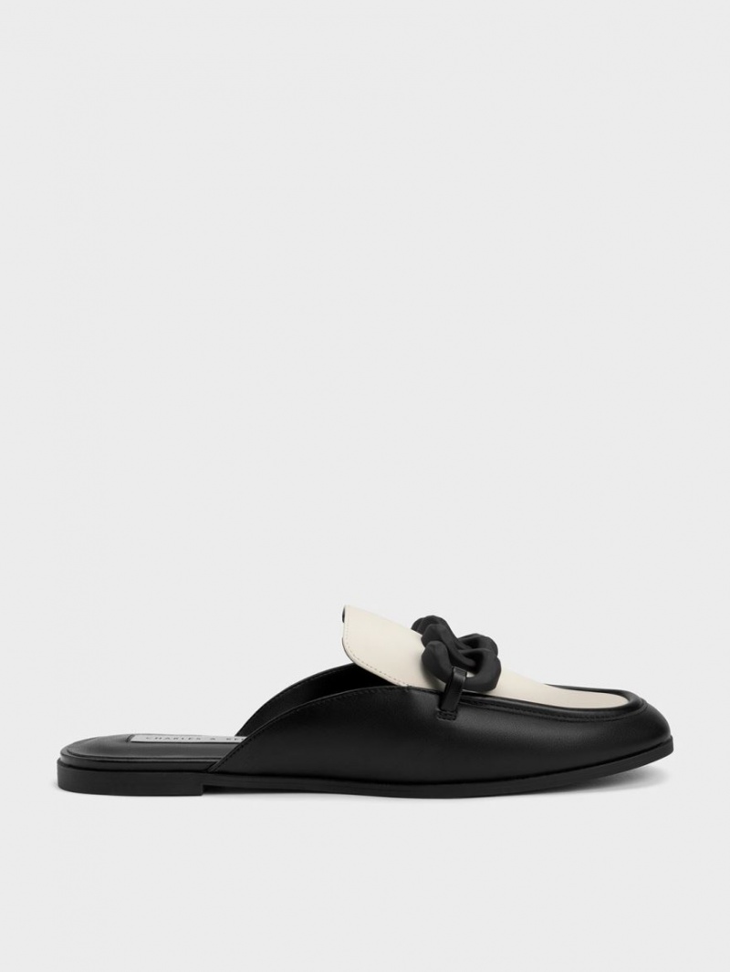 Παπουτσια Μπαλαρινεσ Charles And Keith Χοντρός Chain Two-Tone Loafer μαυρα | 27546-MZQP