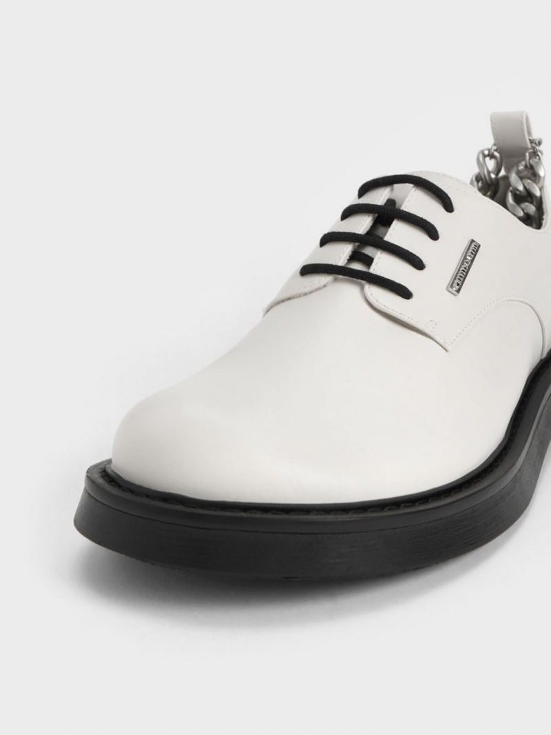 Παπουτσια Ντερμπι Charles And Keith Χοντρός Chain ασπρα | 53648-EYWQ