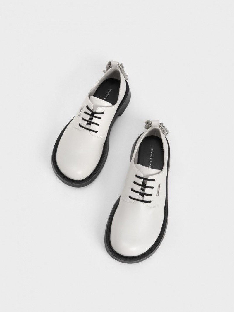 Παπουτσια Ντερμπι Charles And Keith Χοντρός Chain ασπρα | 53648-EYWQ