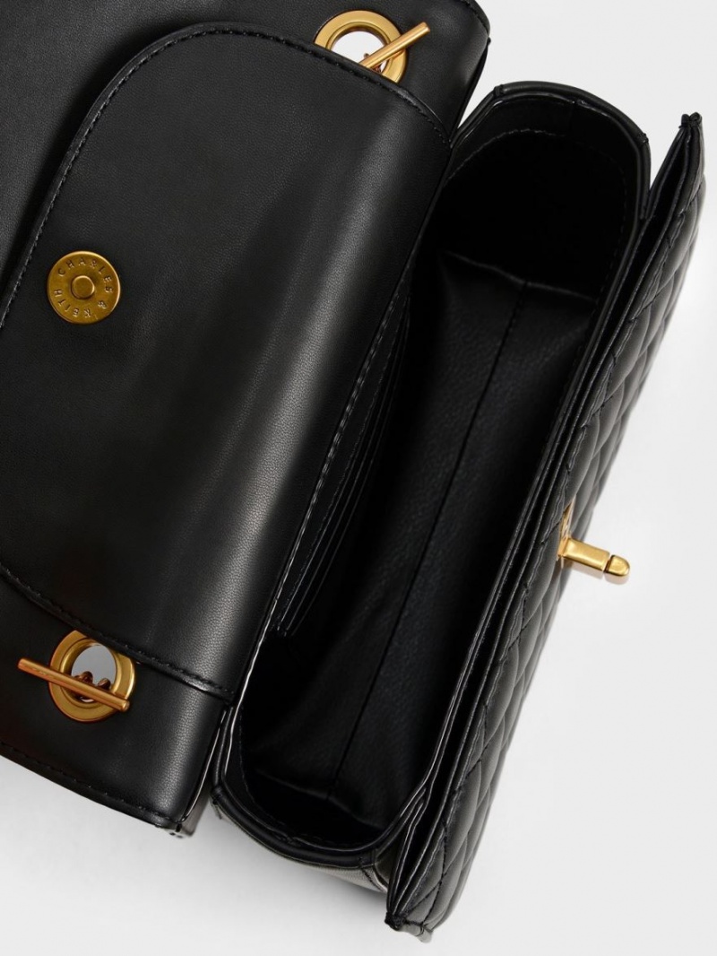 τσάντεσ χιαστί Charles And Keith Καπιτονέ Chain μαυρα | 62510-YOGL