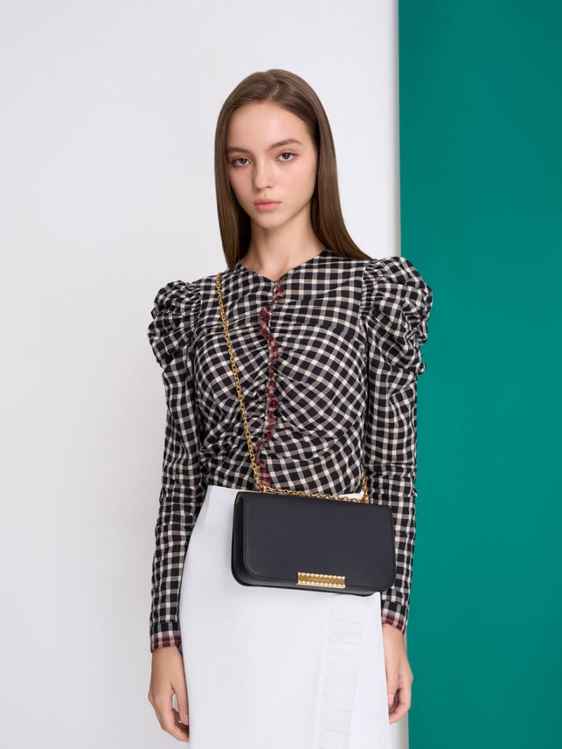 τσάντεσ ώμου Charles And Keith δερματινα Chain λουρακια μαυρα | 86451-ZHWI