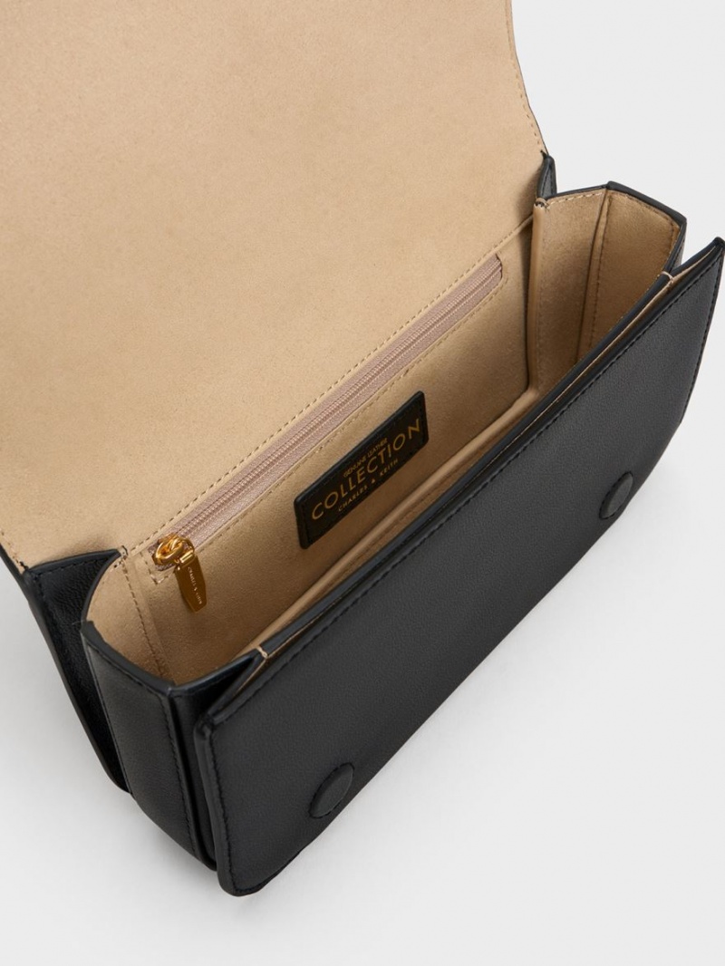τσάντεσ ώμου Charles And Keith δερματινα Chain λουρακια μαυρα | 86451-ZHWI