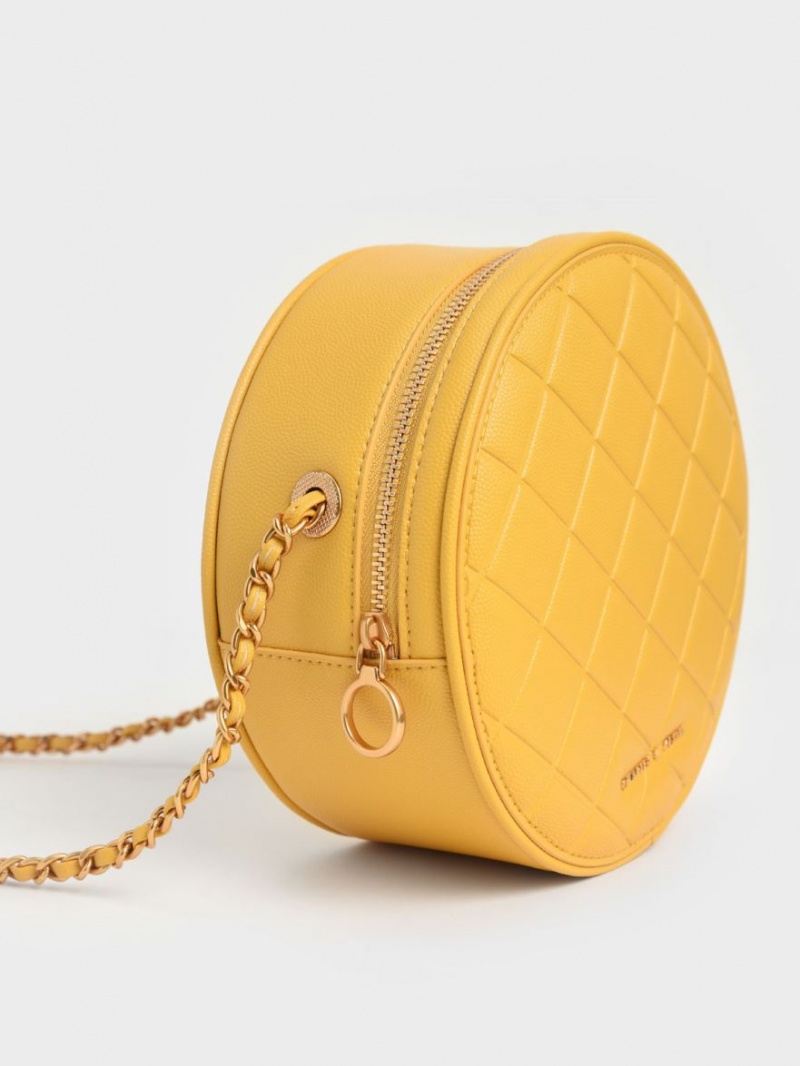 τσάντεσ ώμου Charles And Keith Καπιτονέ Circle κίτρινα | 81405-DUIX
