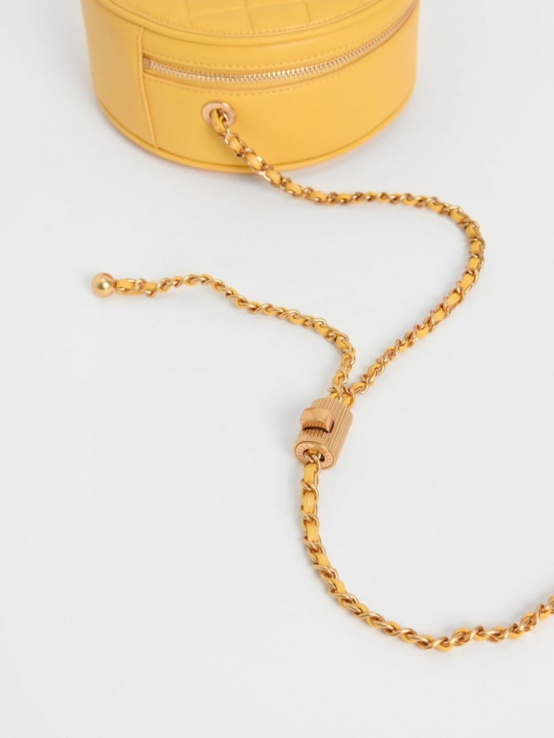 τσάντεσ ώμου Charles And Keith Καπιτονέ Circle κίτρινα | 81405-DUIX