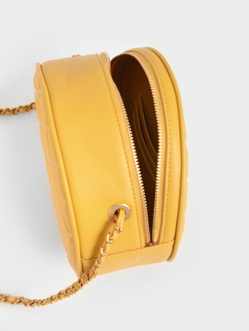 τσάντεσ ώμου Charles And Keith Καπιτονέ Circle κίτρινα | 81405-DUIX